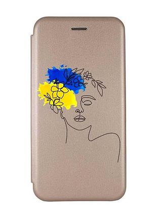 Чехол-книжка с рисунком на xiaomi redmi 7 :: золотой :: украинка арт /принт 3/