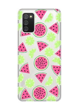 Прозорий чохол для samsung galaxy a02s :: кавуни и лайм (принт 345)