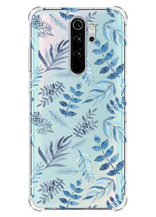 Чехол с утолщёнными углами на xiaomi redmi note 8 pro :: растительный фон (принт 276)