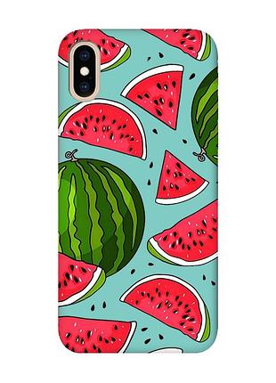 Матовый бирюзовый чехол на iphone xs max :: арбузы (принт 341)