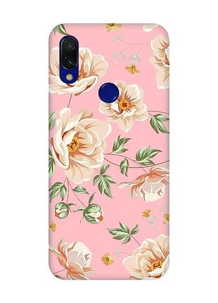 Матовий чохол з рожевими боками на xiaomi redmi 7 :: квіти пастельні /принт 277/