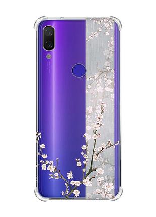 Чохол з потовщеними кутами на xiaomi redmi note 7/7 pro :: квітуча сакура /принт 285/