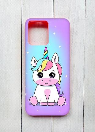 Матовий чохол на xiaomi redmi 12 рожевий :: єдиноріг (принт 103)