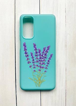 Матовый чехол на samsung galaxy m54 бирюзовый :: лаванда (принт 28)