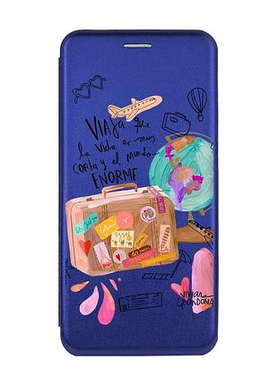 Чехол-книжка с рисунком для samsung galaxy а10s / a107 синий :: путешествия (принт 329)