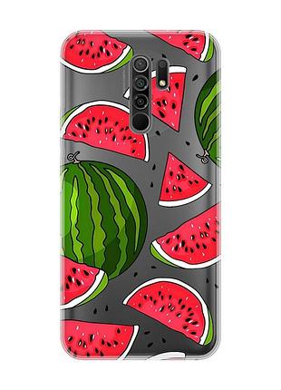 Прозрачный чехол на xiaomi redmi 9 :: арбузы (принт 341)