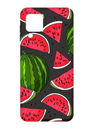 Матовый черный чехол на samsung galaxy m32 / a22 / m22 4g :: арбузы (принт 341)