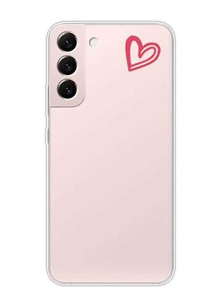 Прозрачный чехол на samsung galaxy s22 :: сердечко красное (принт 46)