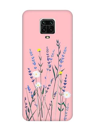 Матовый розовый чехол на xiaomi redmi note 9 pro / 9s / 9 pro max :: полевые цветы (принт 270)
