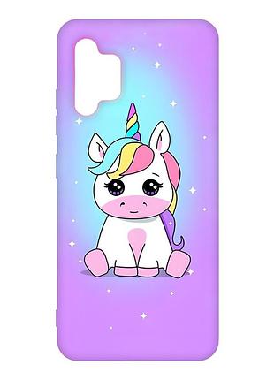 Матовый розовый чехол на samsung galaxy a32 :: единорог (принт 103)