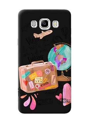 Матовый черный чехол на samsung galaxy j7(2016) j710 :: настроение путешествовать (принт 329)