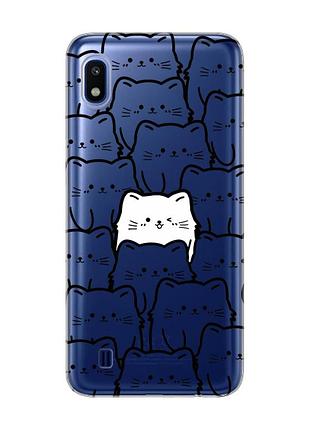Прозрачный чехол на samsung galaxy a10 (2019) a105 котики (принт 392)