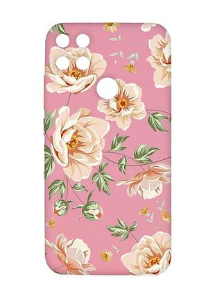 Матовый розовый чехол на xiaomi redmi 10c :: цветы пастельные (принт 277)