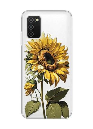 Прозрачный чехол на samsung galaxy a03s :: подсолнечник (принт 274)