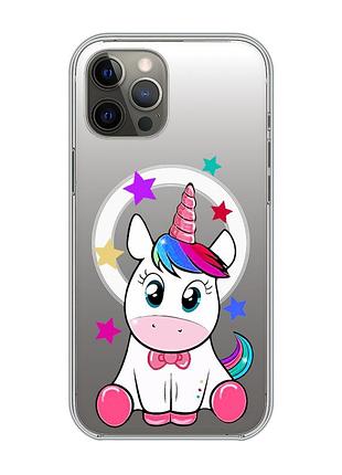 Магнитный чехол на iphone 12 pro max с поддержкой magsafe :: единорог (принт 102)