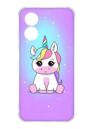 Чехол с утолщёнными углами на oppo a17 :: единорог (принт 103)