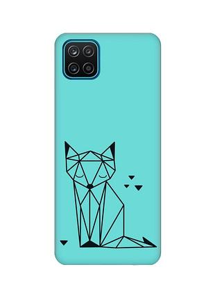 Матовый бирюзовый чехол для samsung galaxy a12 :: лиса (принт 126)