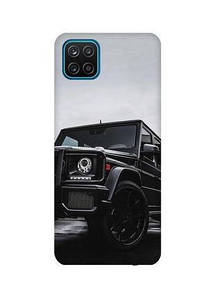 Матовий чохол з бірюзовими боками на samsung galaxy a12 :: авто чорне (принт 234)