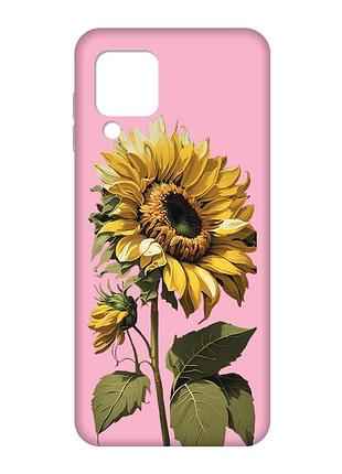 Матовый розовый чехол на samsung galaxy m32/a22/m22 4g :: подсолнечник (принт 274)