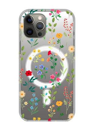 Магнитный чехол на iphone 12 pro max с поддержкой magsafe :: цветочный фон (принт 269)