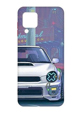Матовый чехол с красными боками на samsung galaxy m32/a22/m22 4g :: авто аниме (принт 239)