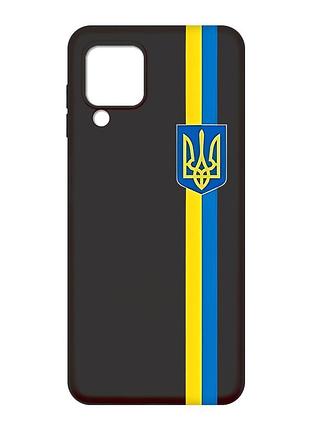 Матовый черный чехол на samsung galaxy m32 / a22 / m22 4g :: лента украина (патриотический принт 253)