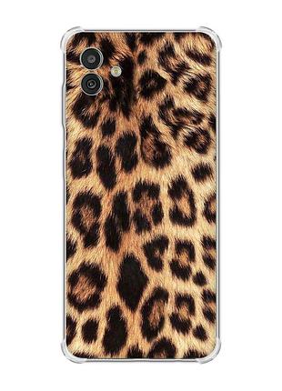 Чехол с утолщёнными углами на samsung galaxy m13 5g :: леопардовый дизайн (принт 383)