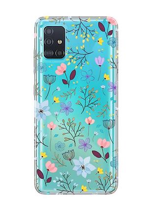 Прозрачный чехол на samsung galaxy a51 цветочный фон (принт 267)