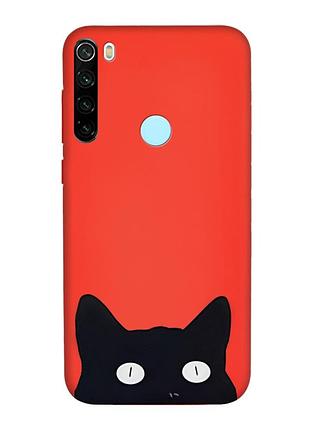Матовий червоний чохол на xiaomi redmi note 8t :: котик (принт 119)