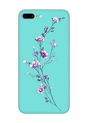 Матовий бірюзовий чохол на iphone 7 plus/8 plus :: гілочка квітів (принт 278)