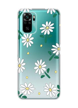 Прозрачный чехол на xiaomi redmi note 10 / note 10s :: ромашки (принт 368)