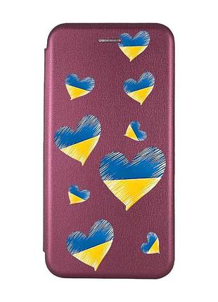 Чехол-книжка с рисунком для samsung galaxy a31 бордовый :: сердечка. украина (принт 258)