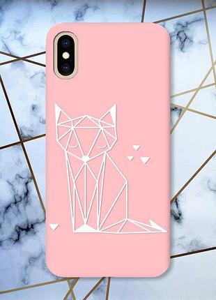 Матовий рожевий чохол на iphone xs max лисиця (принт 127)