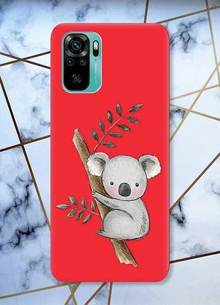 Матовий червоний чохол на xiaomi redmi note 10 / note 10s :: коала (принт 132)