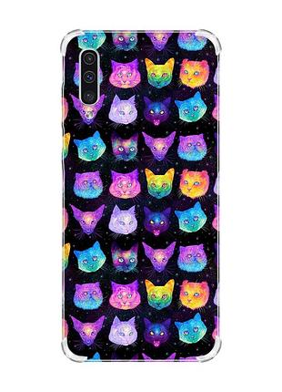 Чехол с утолщёнными углами на samsung galaxy a50 (2019) a505 :: кошки фон (принт 362)