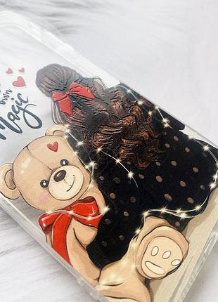 Прозрачный чехол для xiaomi redmi note 10 pro/10 pro max :: девушка с мишкой (принт 188) 2