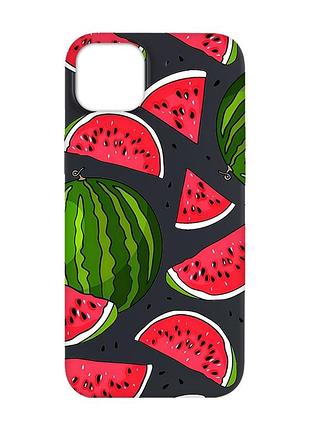 Матовий чорний чохол на apple iphone 14 plus :: кавуни (принт 341)