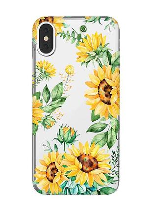 Прозрачный чехол на iphone x/xs :: подсолнухи (принт 288)