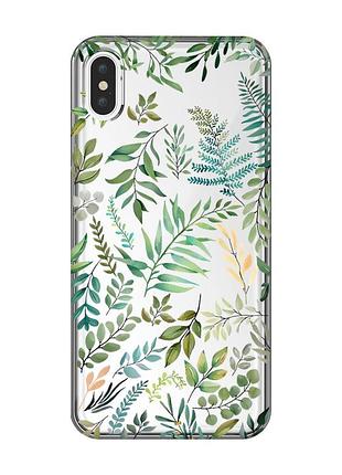 Прозрачный чехол на iphone xs max :: растительный фон (принт 377)