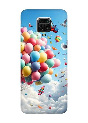 Матовый чехол с розовыми боками на xiaomi redmi note 9 pro / 9s / 9 pro max :: воздушные шарики (принт 365)