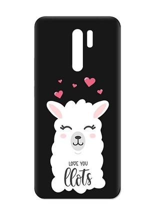 Матовый черный чехол на xiaomi redmi 9 :: лама (принт 94)