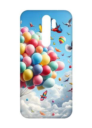 Матовый чехол с розовыми боками на xiaomi redmi note 8 pro :: воздушные шарики (принт 365)