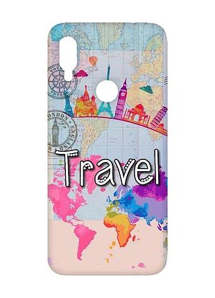 Матовый чехол с розовыми боками на xiaomi redmi note 7/7 pro :: путешествие. travel /принт 321/