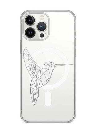 Магнитный чехол на iphone 15 pro с поддержкой magsafe :: колибри (принт 123)