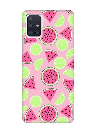 Матовый розовый чехол на samsung galaxy a71 / a715 :: арбузы и лайм (принт 345)