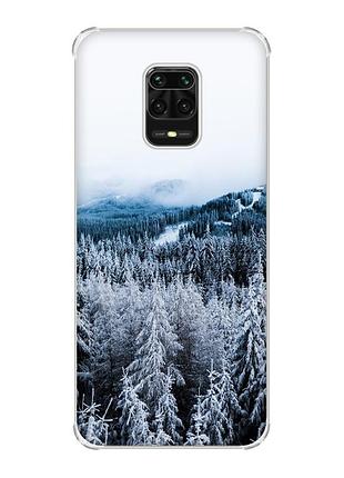 Чехол с утолщёнными углами на xiaomi redmi note 9 pro/ 9s/ 9 pro max :: зимний лес (принт 164)