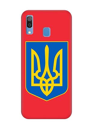 Матовий червоний чохол на samsung galaxy a30 (2019) / a20 (2019) :: тризуб україна (принт 256)