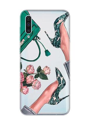 Прозорий чохол на samsung galaxy a50 (2019) a505 :: туфельки і квіти (принт 225)