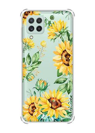 Чехол с утолщёнными углами на samsung galaxy a22 5g / a22s 5g :: подсолнухи (принт 288)