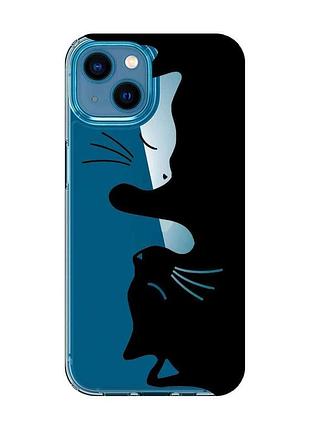 Прозрачный чехол на iphone 13 mini :: кошечки (принт 118)